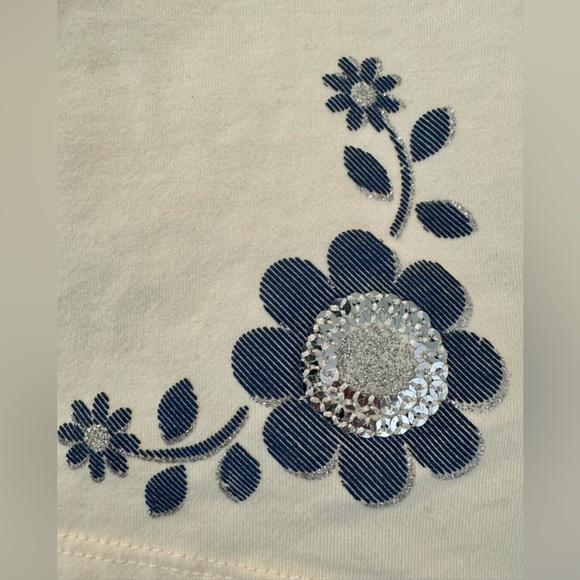 Flapdoodles Ruffled Sleeved Blouse w/Scalloped Denim Pleated Skirt Set. Size 4. - Picture 3 of 9